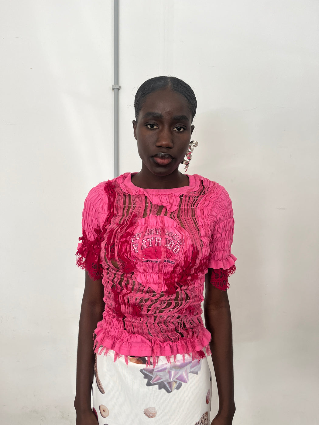 Pink Unwoven Deconstructed T-Shirt