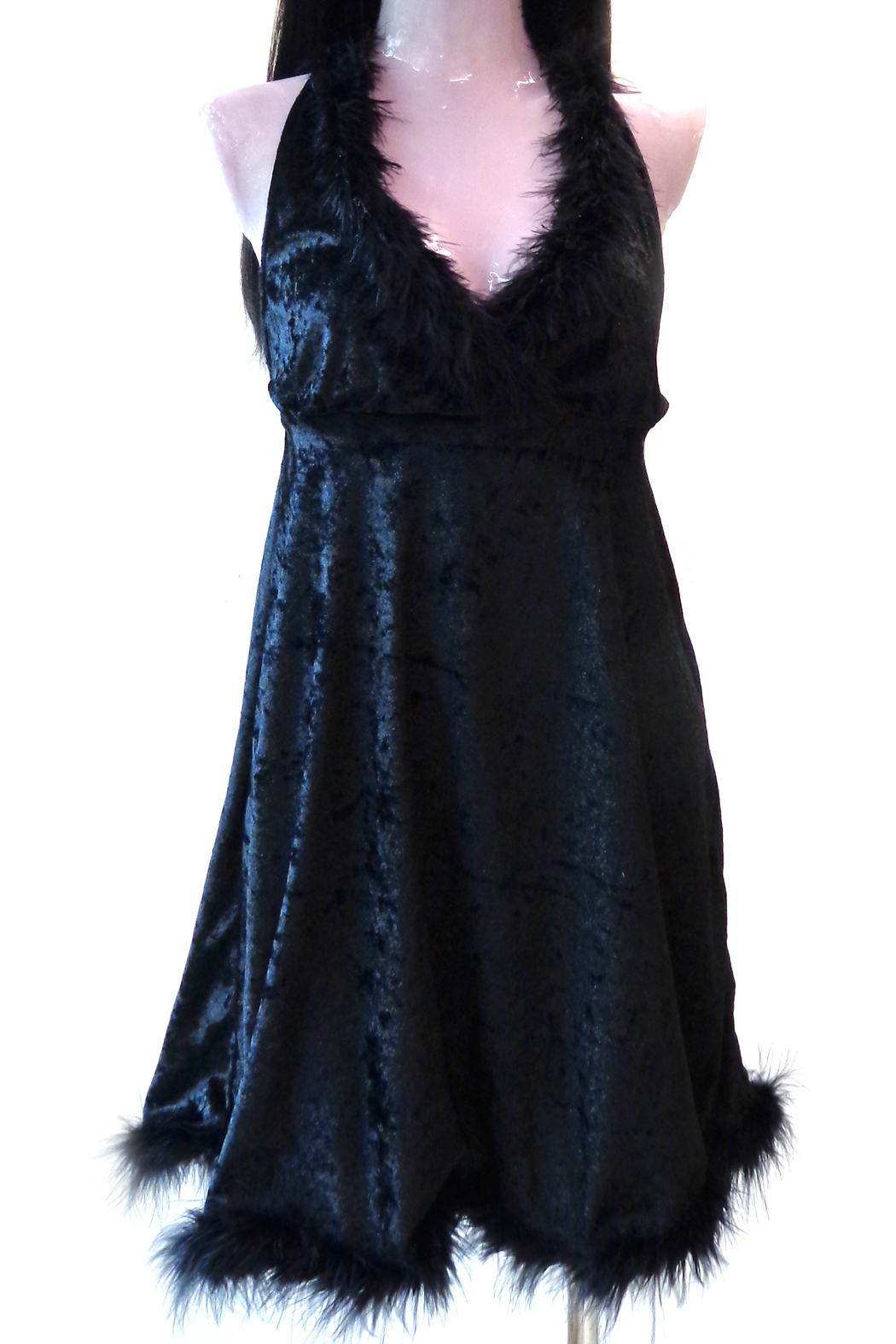 VELVET HALTER PLUSH DRESS