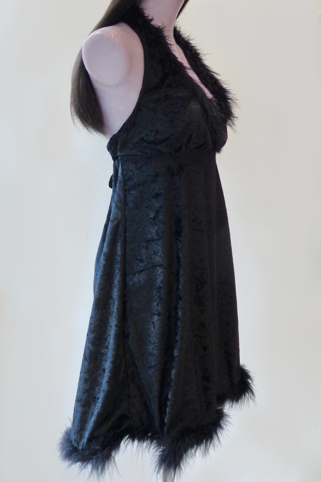 VELVET HALTER PLUSH DRESS