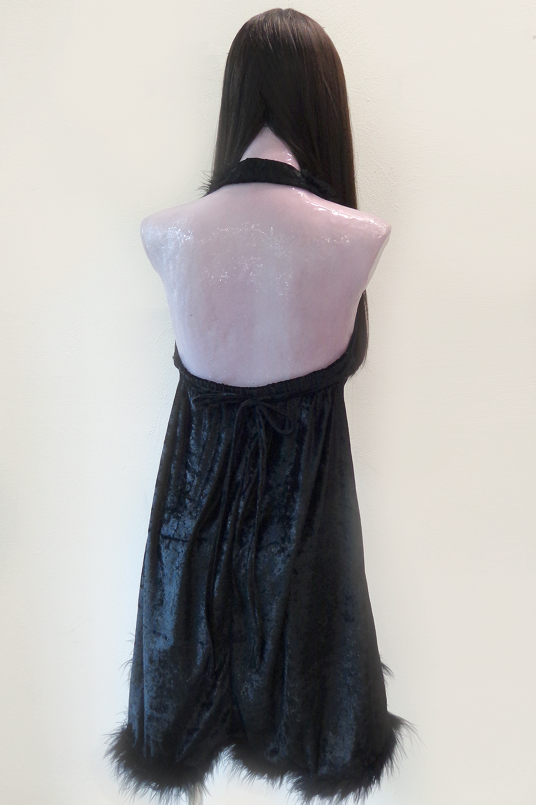 VELVET HALTER PLUSH DRESS