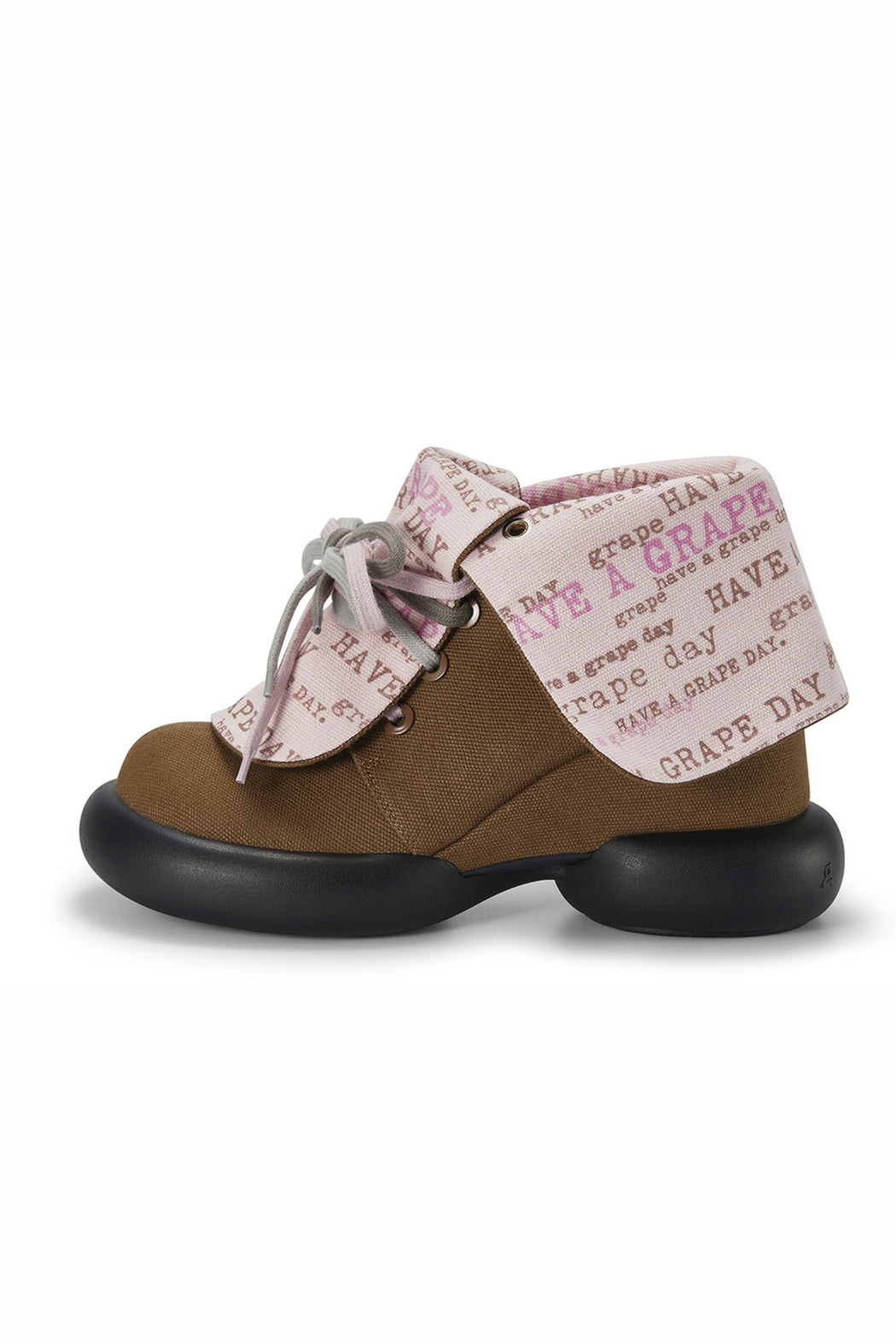 Brown-Pink Hood Drawstring Wedge Heel “RE-BOW”