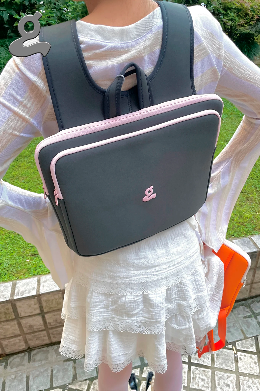 GREY X PINK LAPTOP BAG