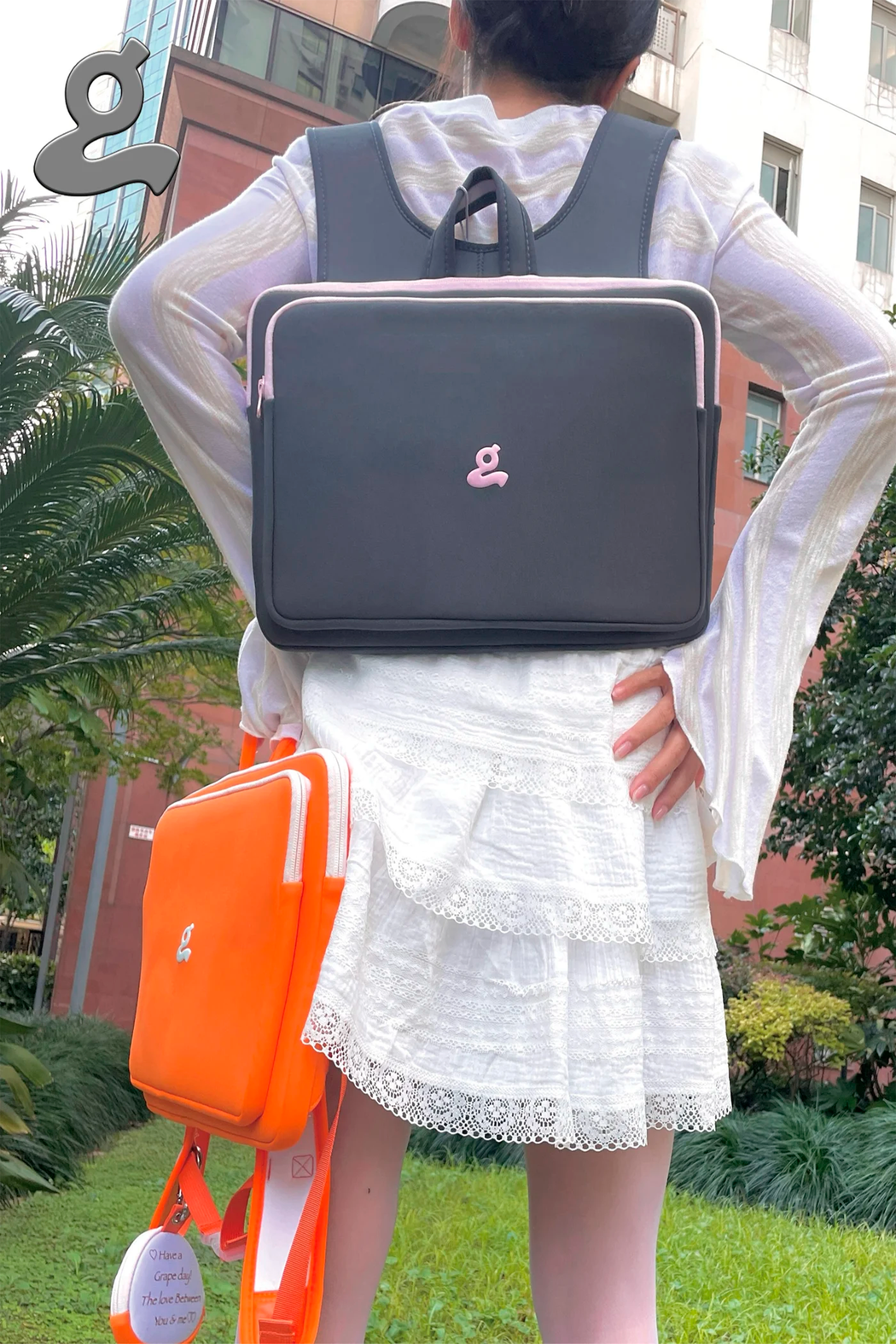 GREY X PINK LAPTOP BAG