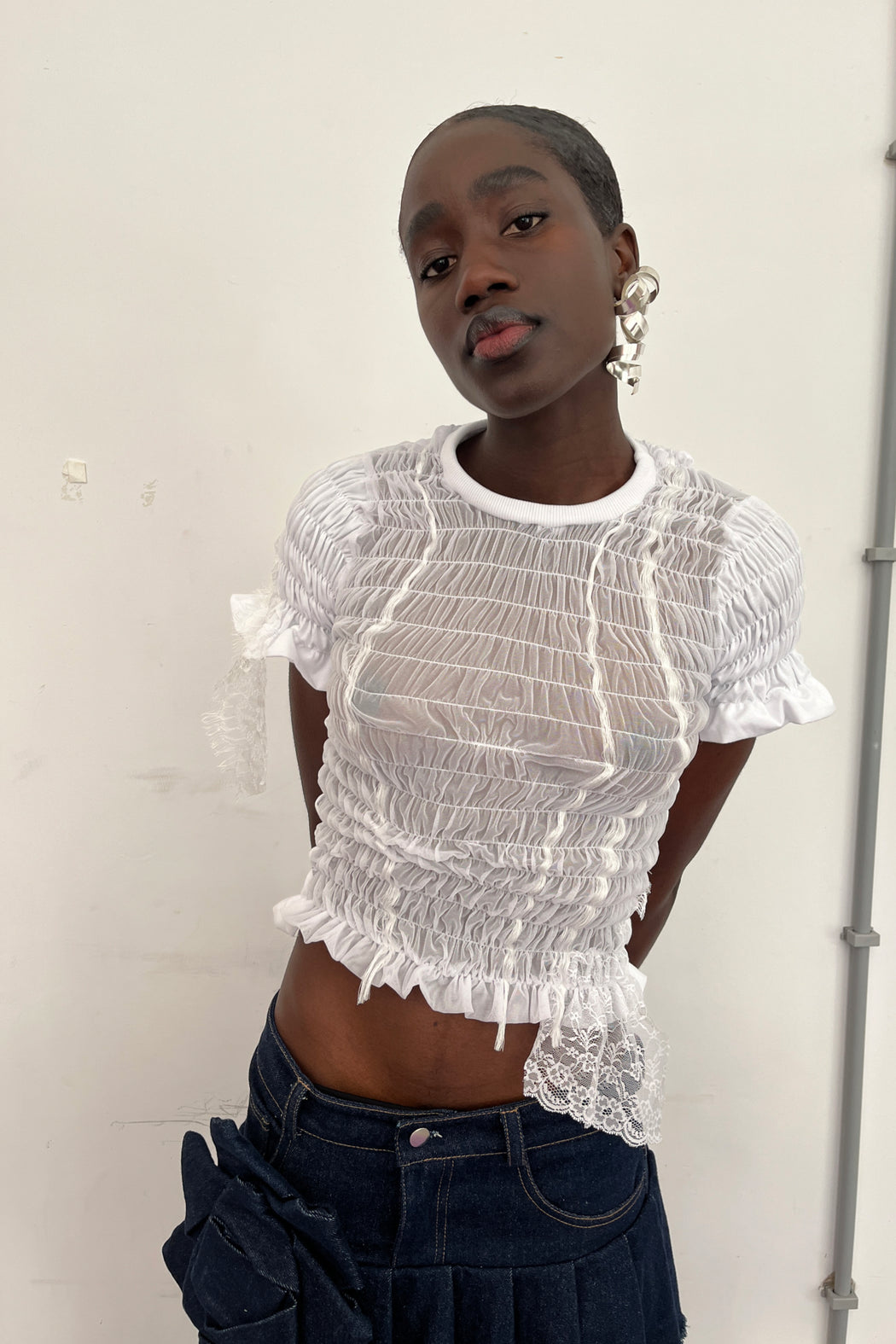 White Unwoven Deconstructed T-Shirt