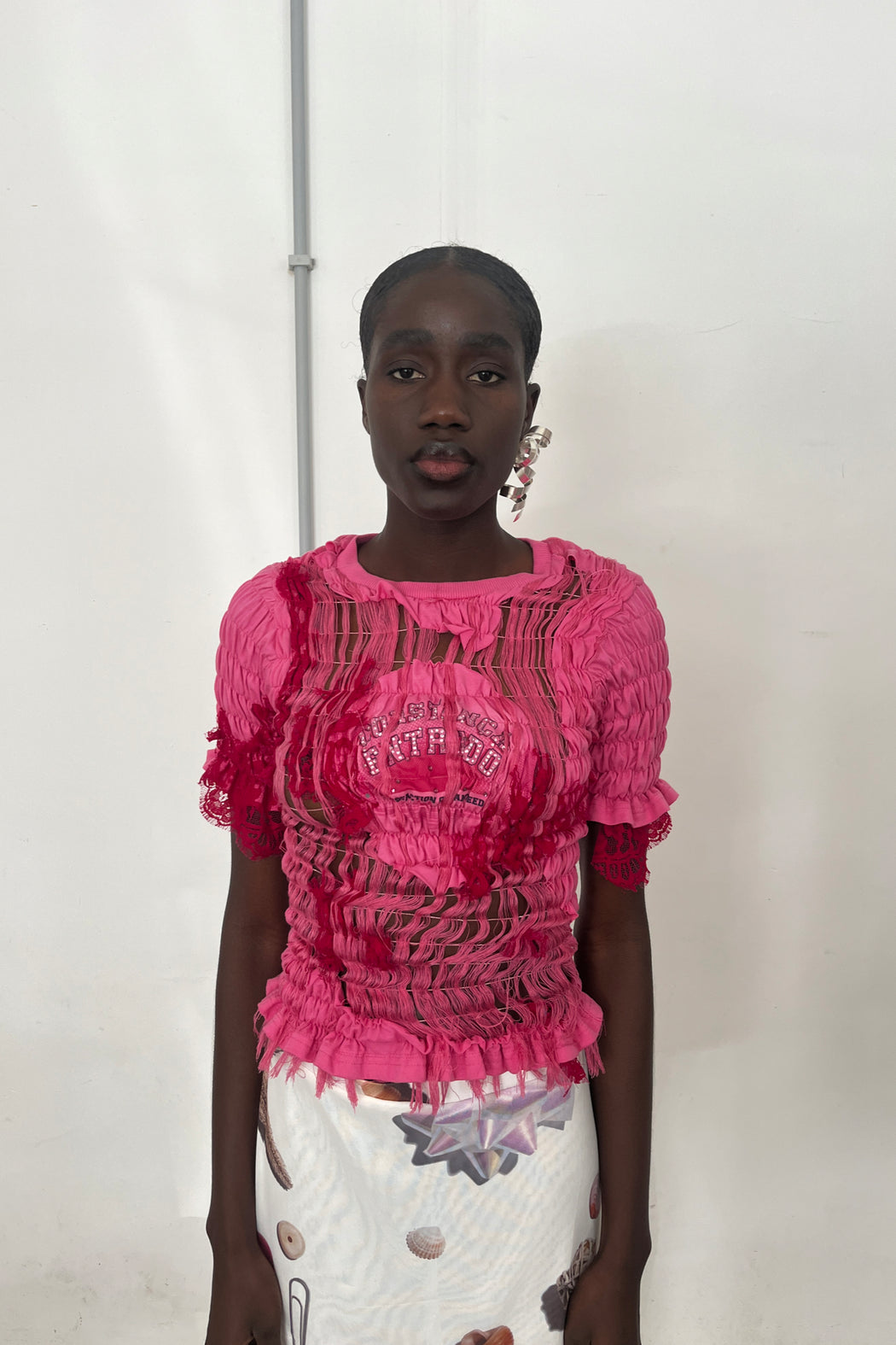 Pink Unwoven Deconstructed T-Shirt