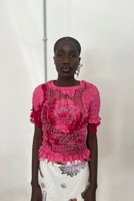 Pink Unwoven Deconstructed T-Shirt