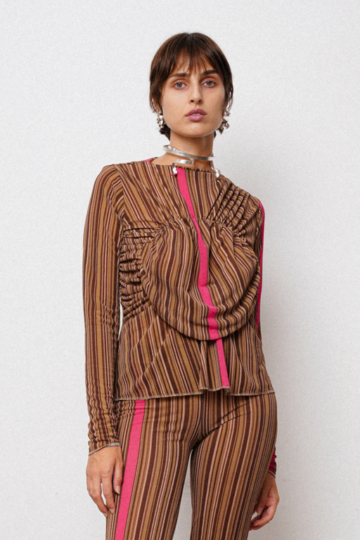 Printed Top With Drapped Circle
