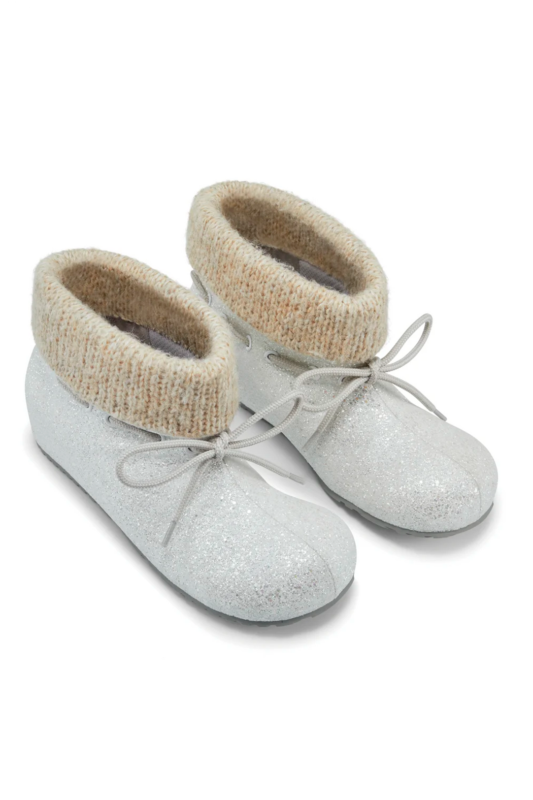 KNITTED "LAPEL#2" FLAT SHORT BOOTS