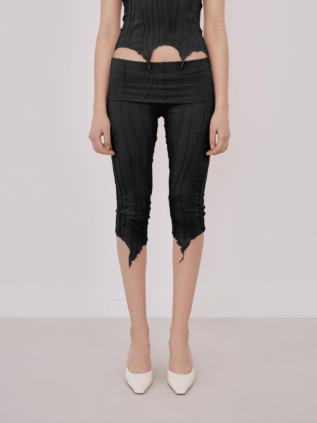 Black Suture Capri Pants