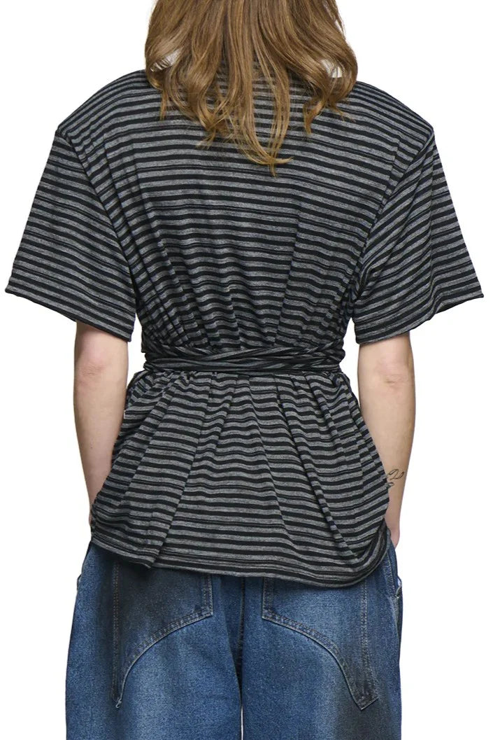 Scrunch T-Shirt - Charcoal Stripe