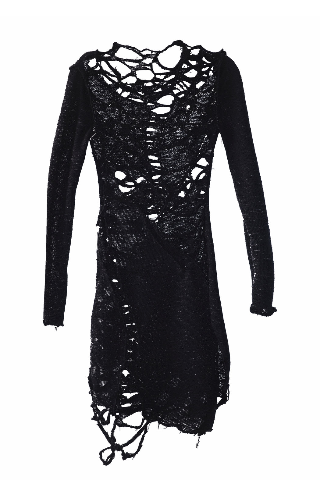 DISTRESSED BLACK DRESS LONG SLEEVE
