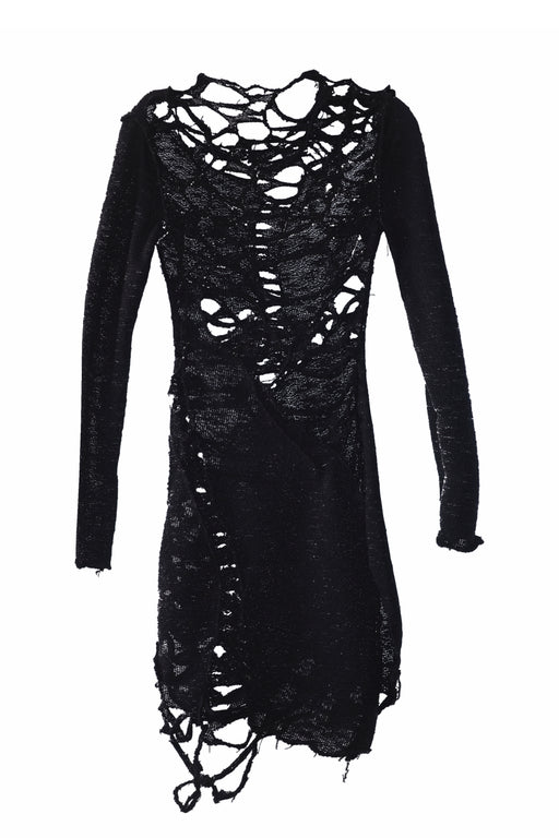 DISTRESSED BLACK DRESS LONG SLEEVE