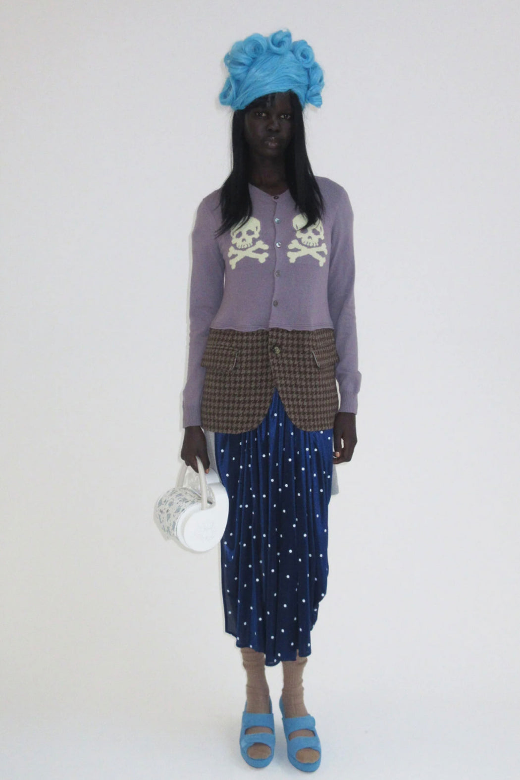 KNIT SKULL CARDIGAN JACKET / PURPLE