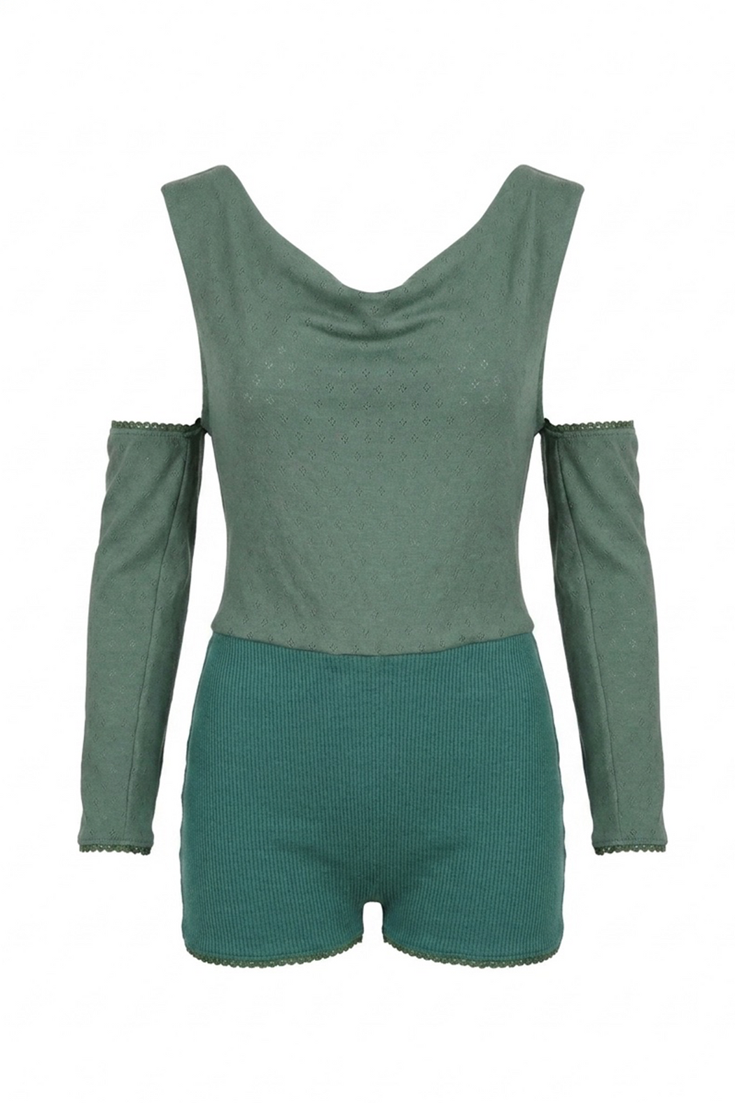 Jersey Pointelle Playsuit Green