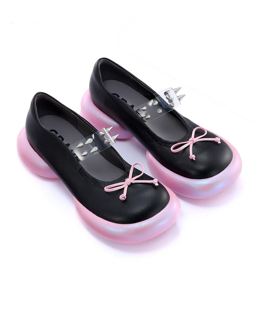 Black/Pink Rivet Mary Jane Shoes