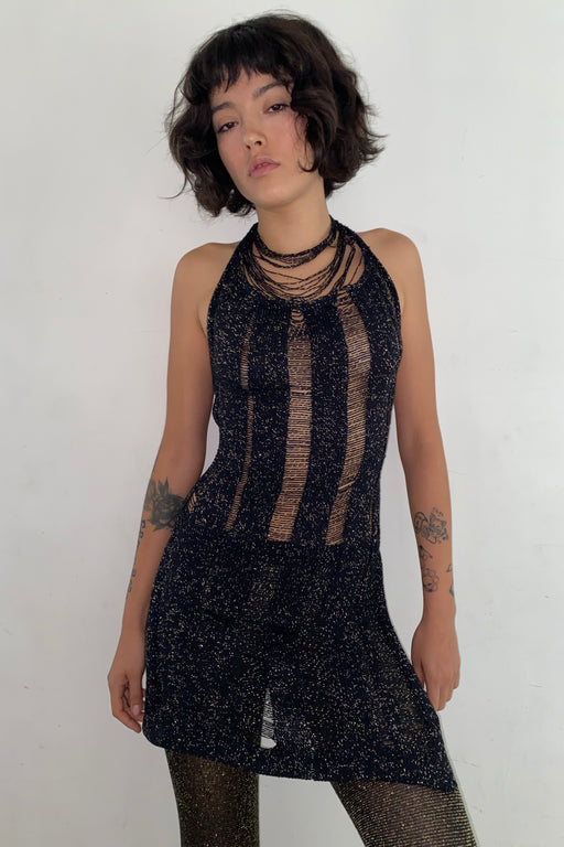 LONG TANK TOP - BLACK SPARKLE