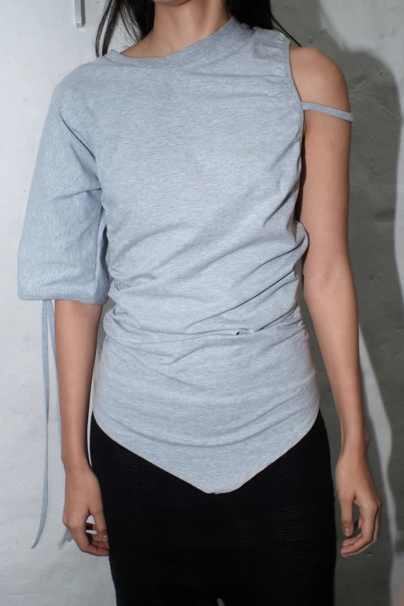 Grey Jersey Drape Top