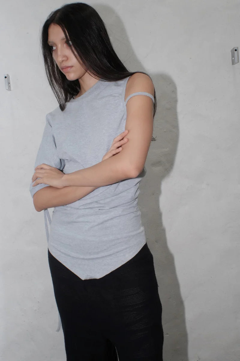 Grey Jersey Drape Top