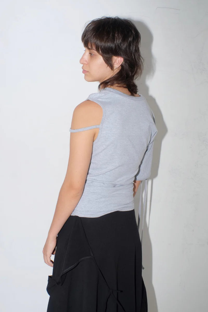 Grey Jersey Drape Top