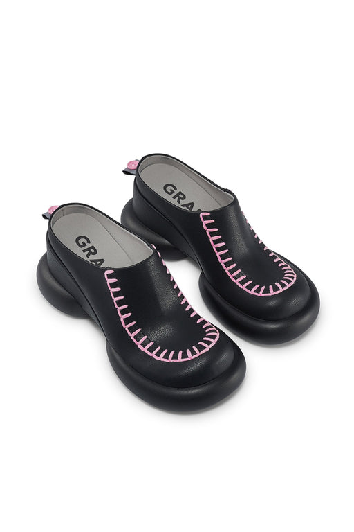 Black-Pink Wedge Heel Pumps "SWEATER"