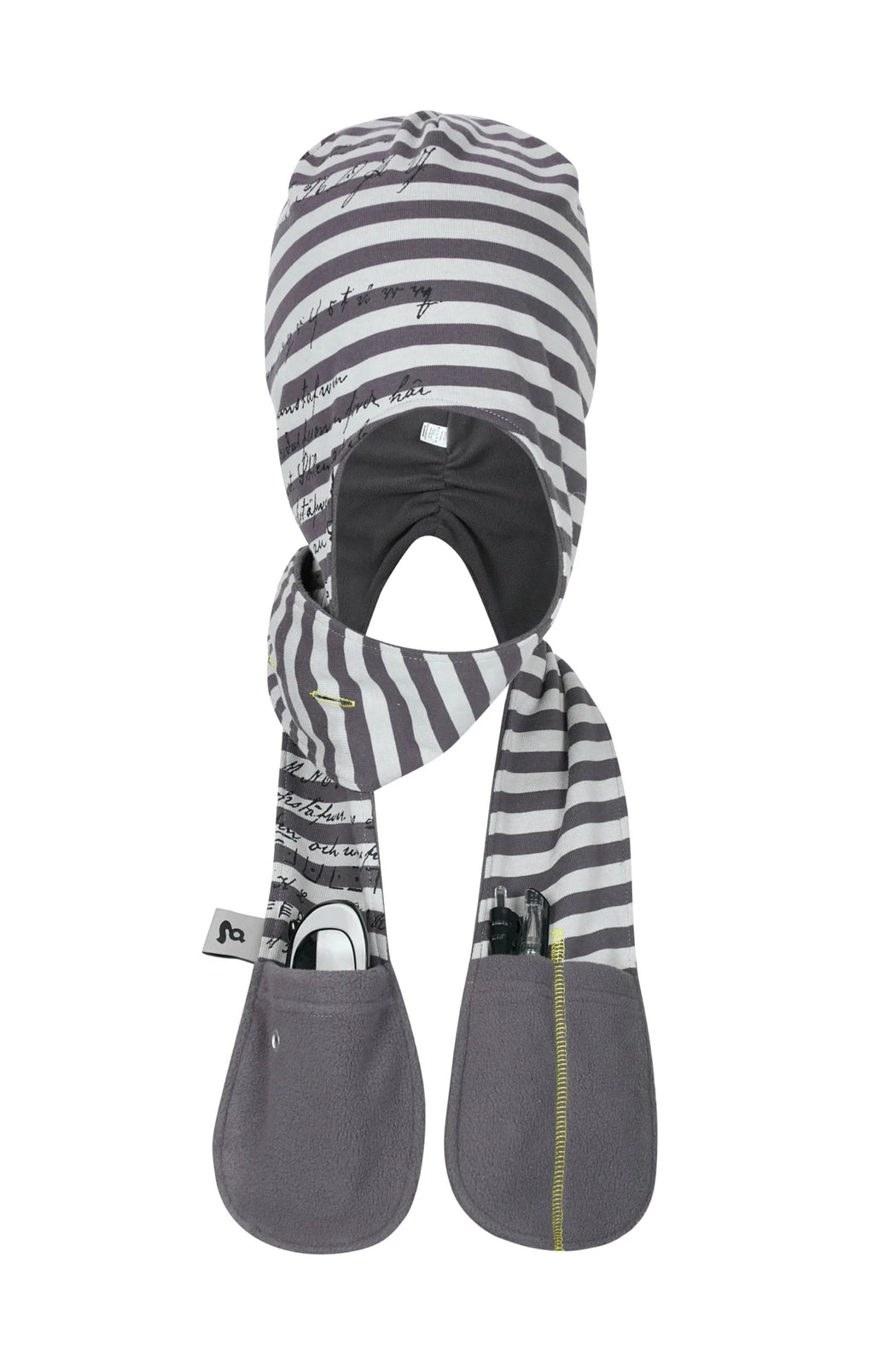 CODE PRINT STRIPED 2-in-1 HOODED SCARF