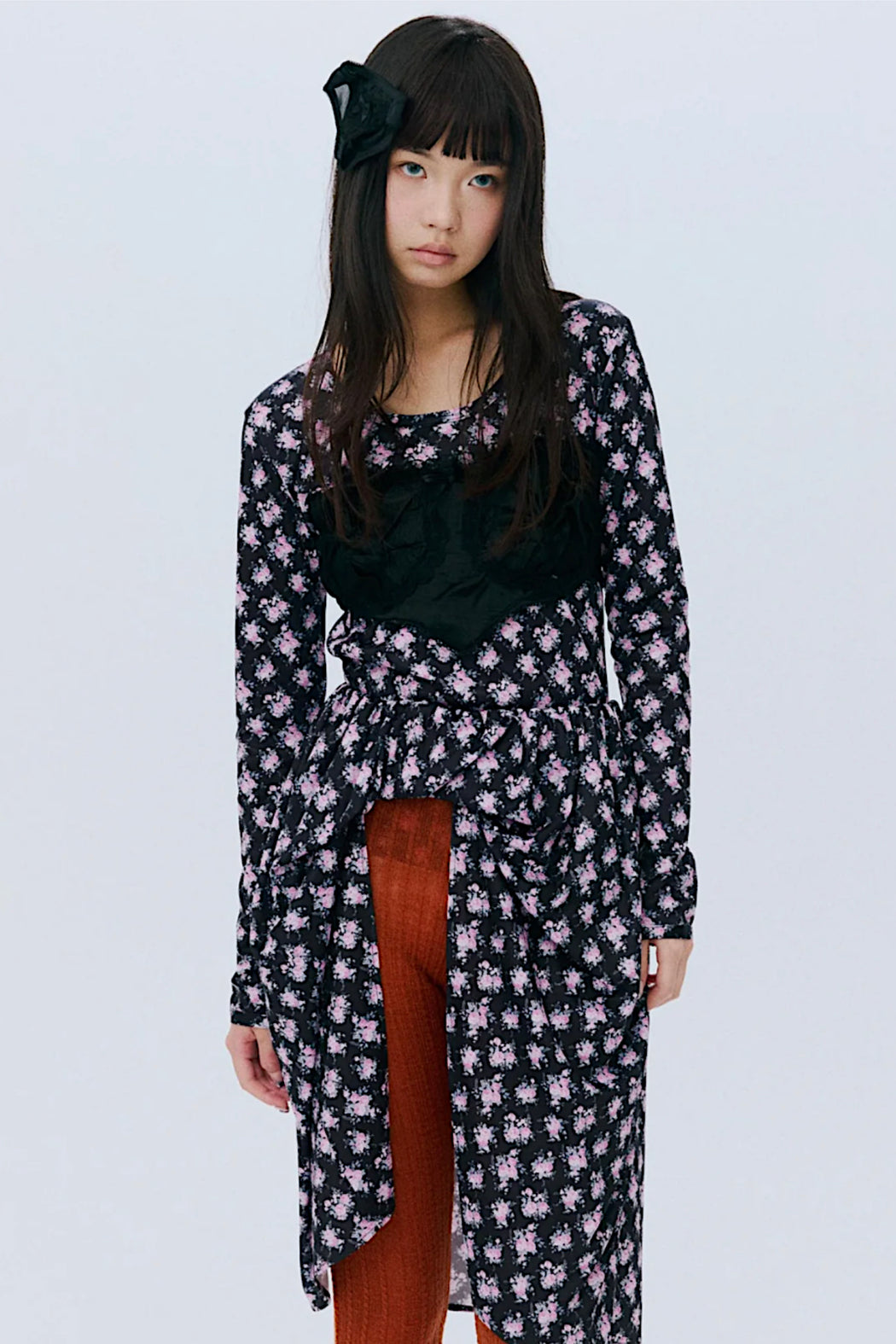 Flower Print Tee - Black