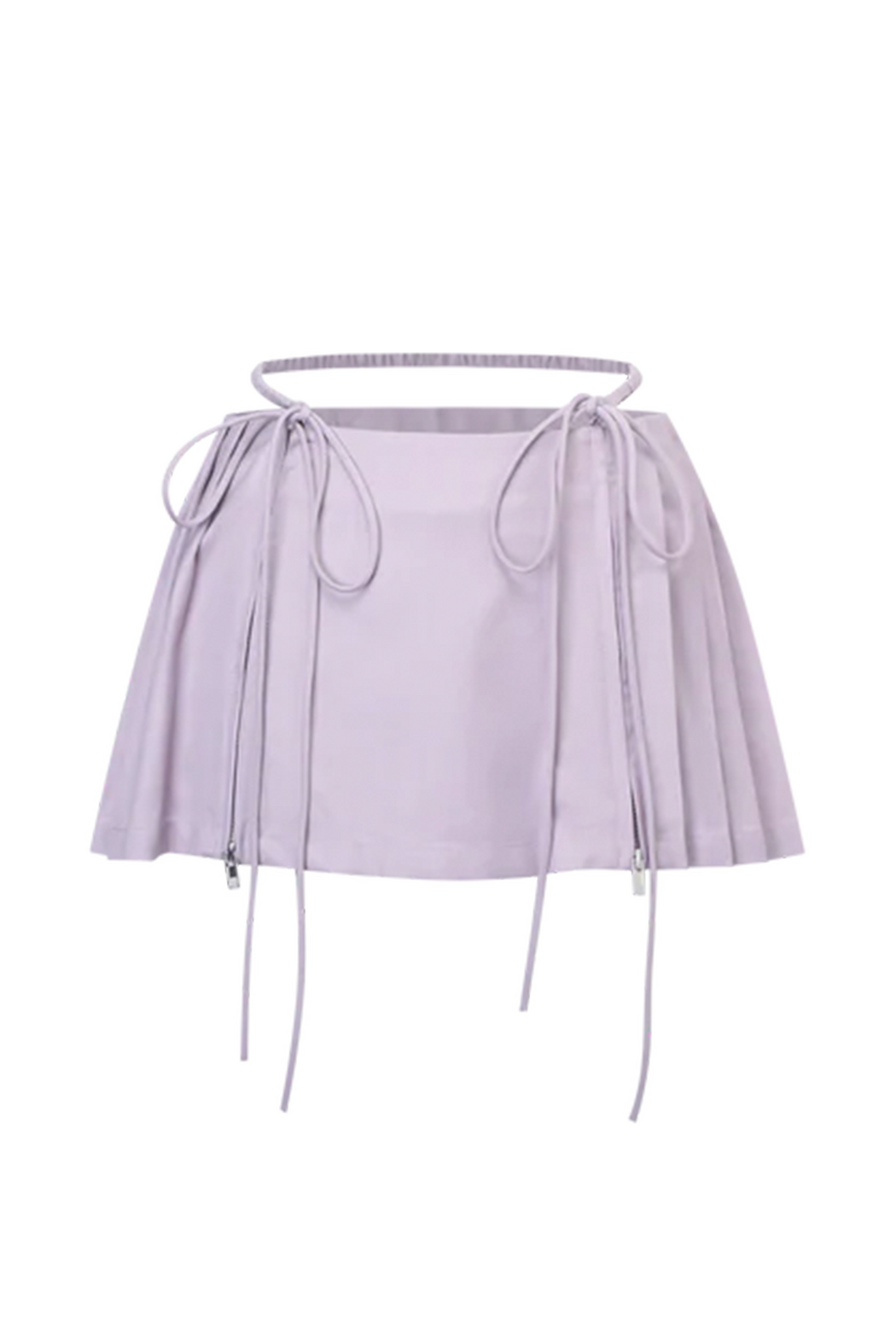 Nodress purple low-waist pleated satin mini-skirt