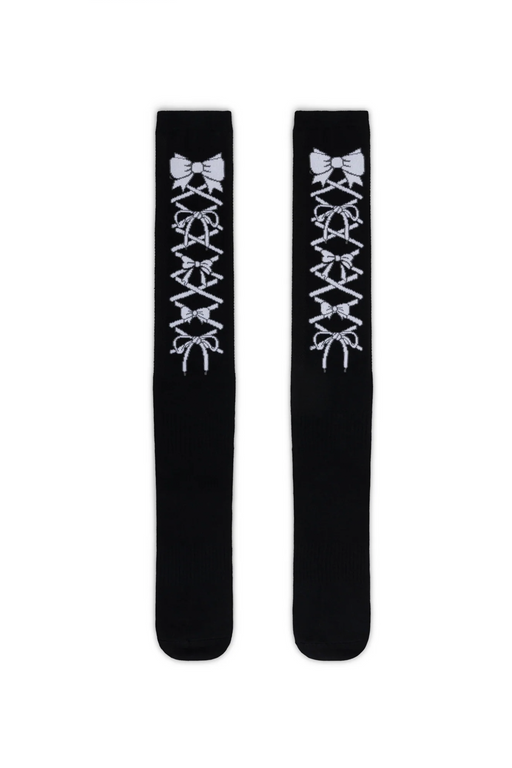 LACE KNEE SOCKS - BLACK
