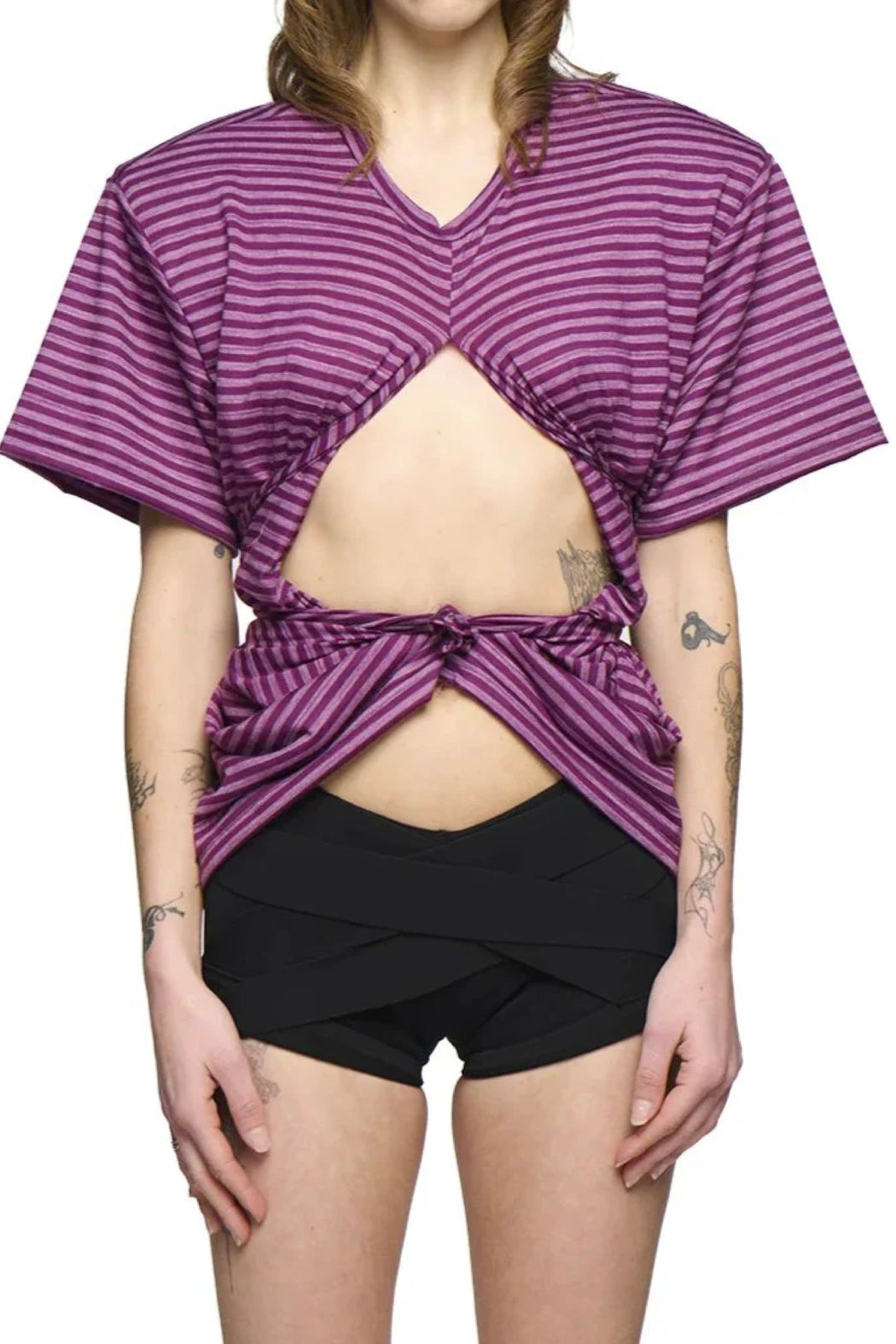 Scrunch T-Shirt - Purple Stripe