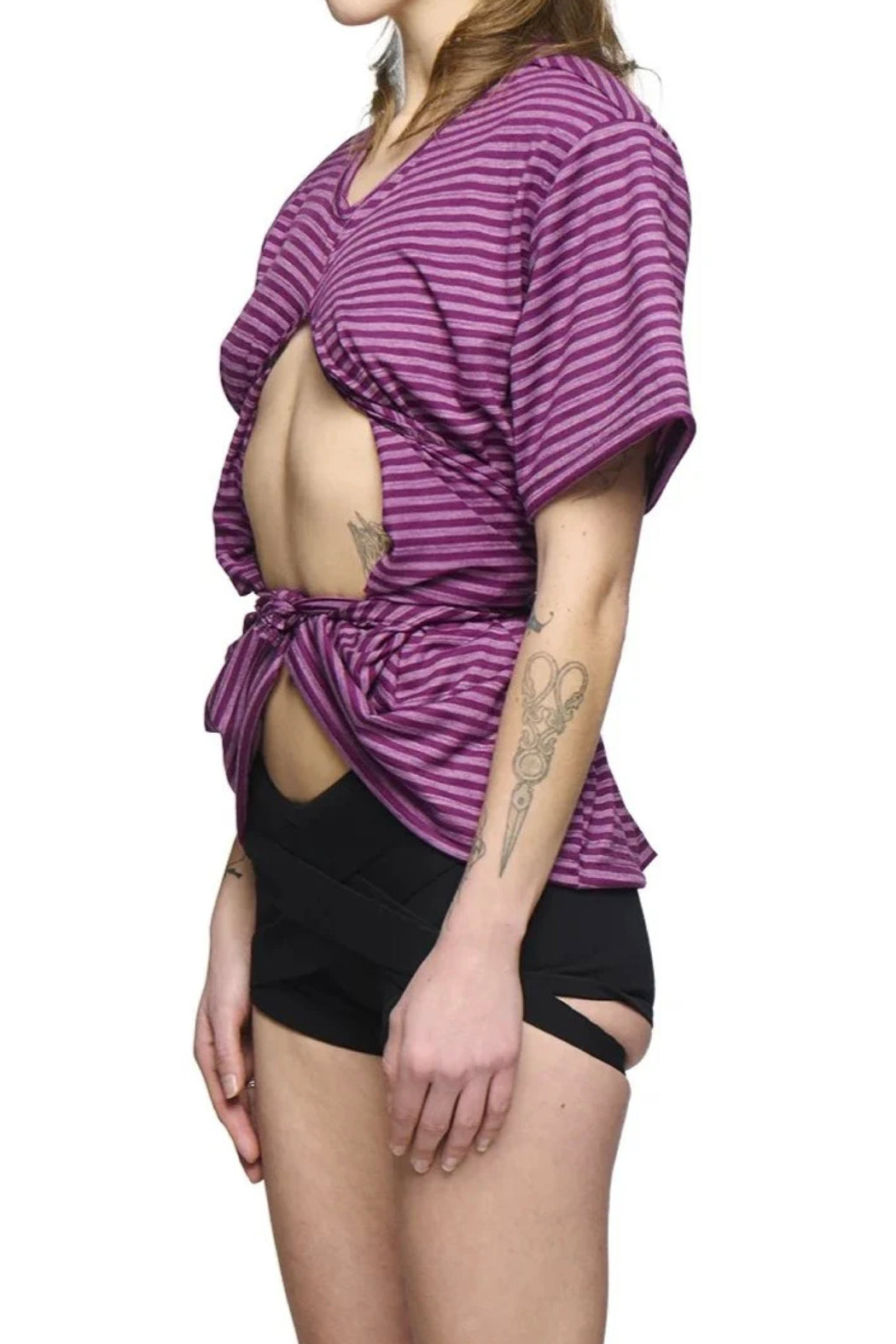Scrunch T-Shirt - Purple Stripe