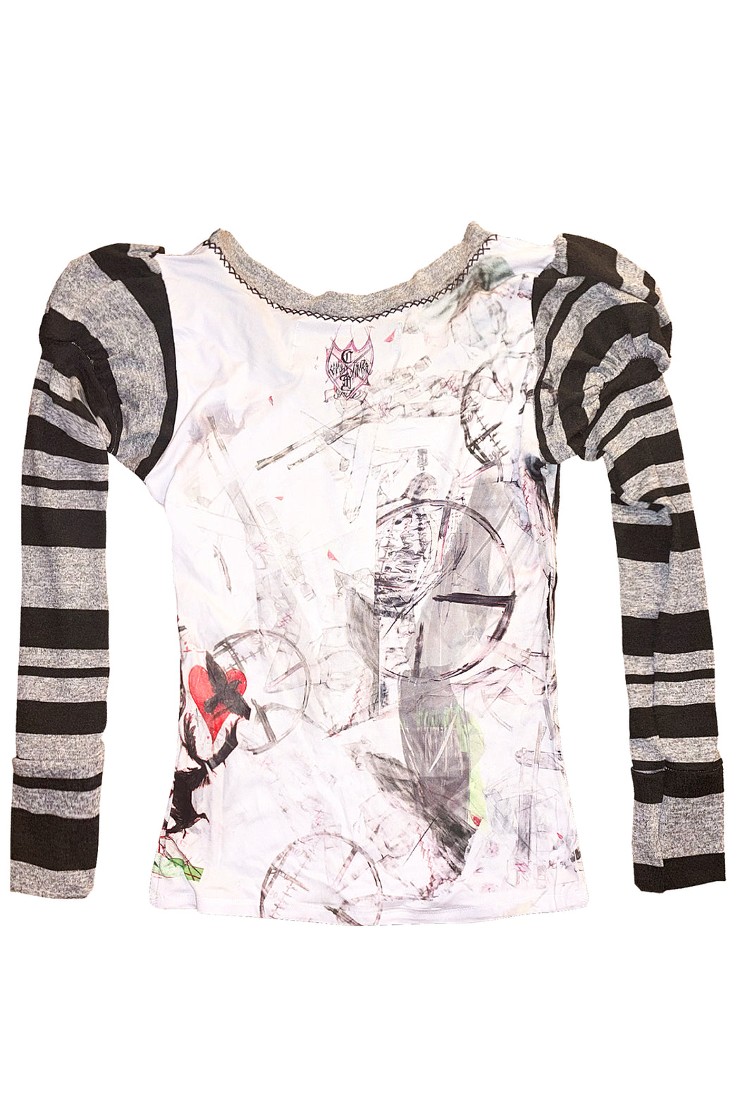 Long Slv V neck with Gathered Puff Sleeve