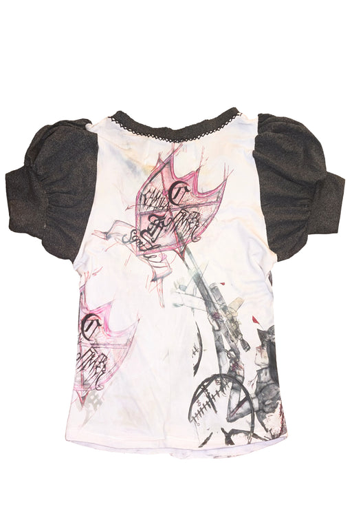 Grey Puff Sleeve V-neck Blouse