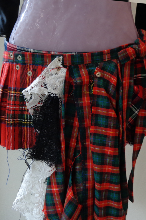 RED CHECKERED WRAP SKIRT