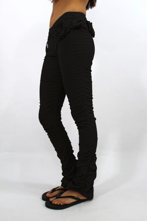 Black Rose Ruched Leggings
