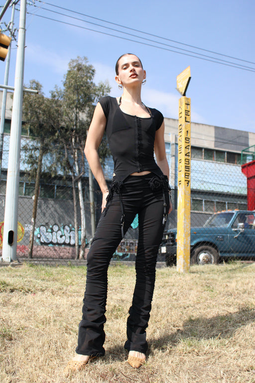 Black Rose Ruched Leggings