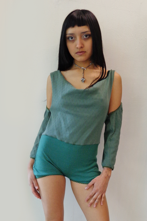 Jersey Pointelle Playsuit Green