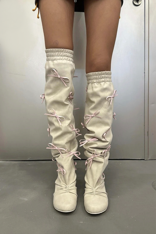 OFF-WHITE BOW WEDGE HIGH BOOTS