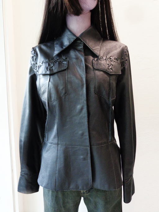 LEATHER CROSSED SEWN JACKET