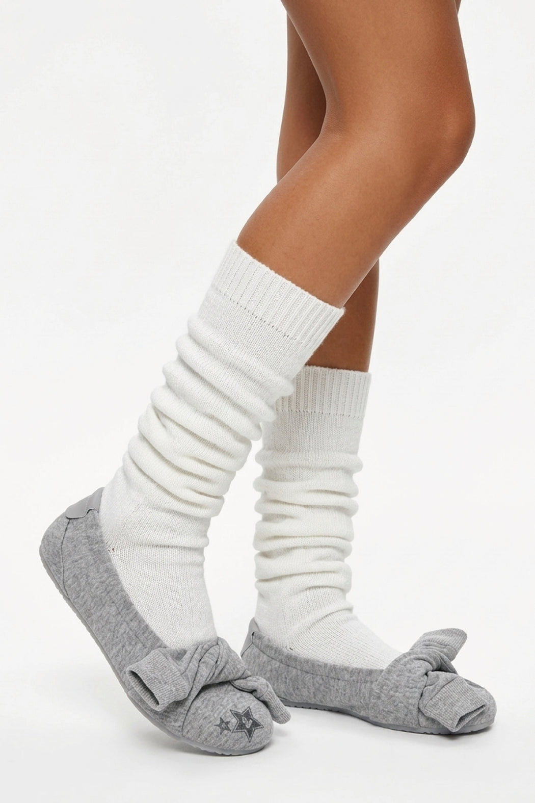 GREY HOODIE KNOT BALLET FLATS