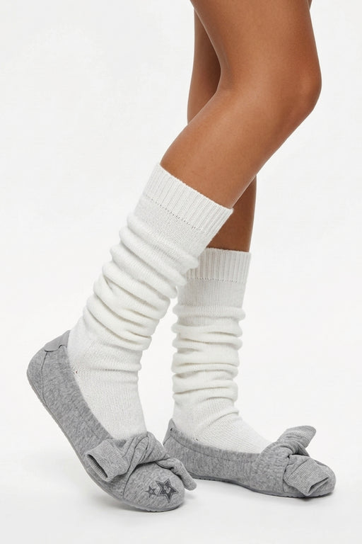 GREY HOODIE KNOT BALLET FLATS