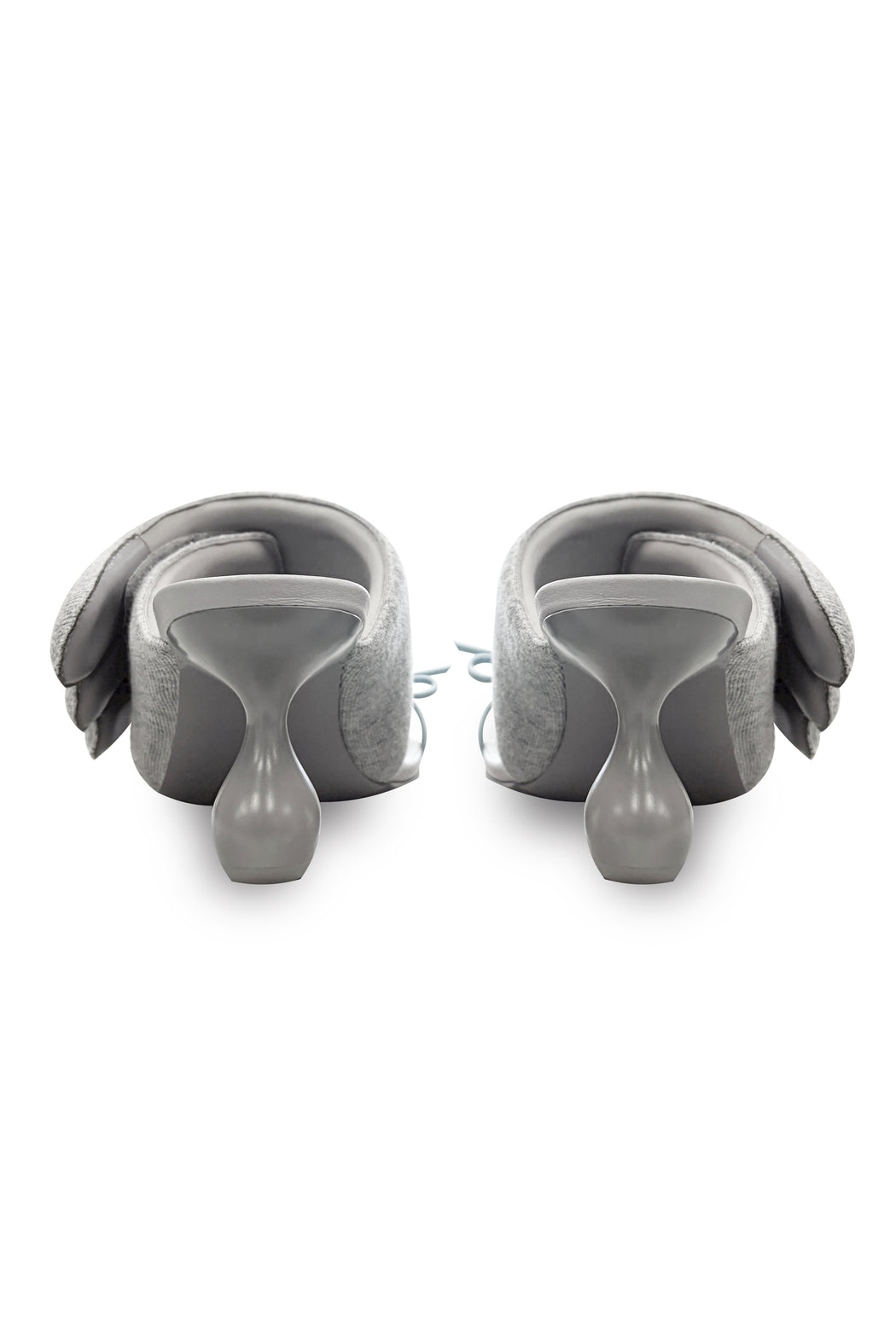 GREY HOODIE ROUND TOE HEELED SANDALS