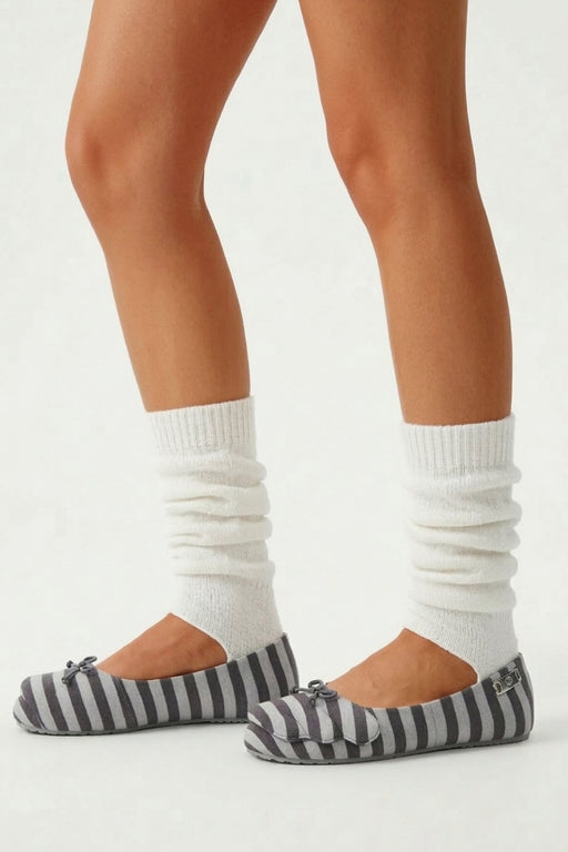 GREY STRIPED BALLET FLATS