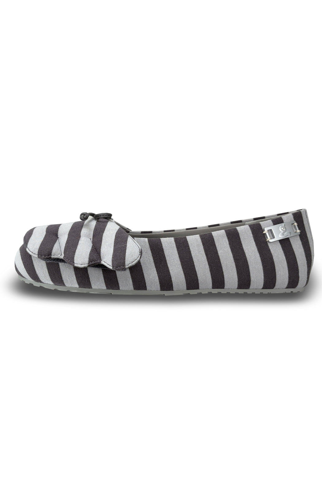 GREY STRIPED BALLET FLATS