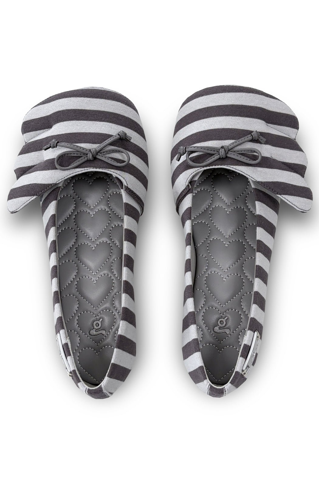 GREY STRIPED BALLET FLATS
