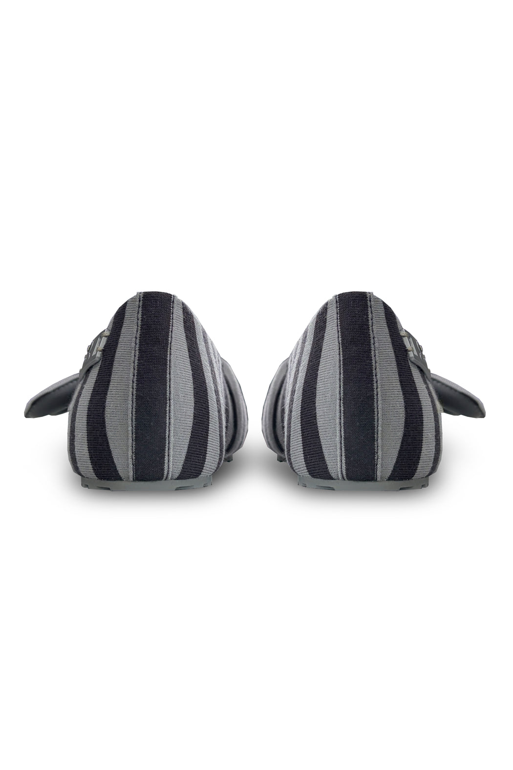 GREY STRIPED BALLET FLATS