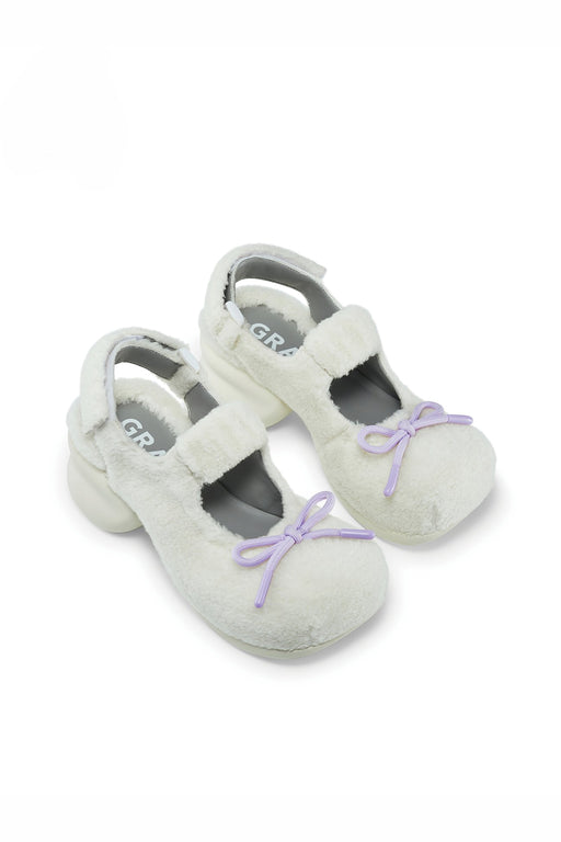 White-White Quilted Drawstring Sandals “BALLERINA”