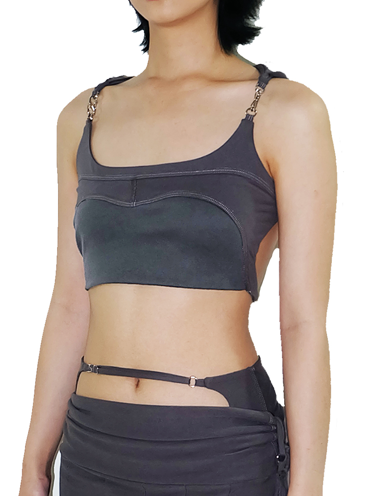 System Hooded Bra — Charcoal