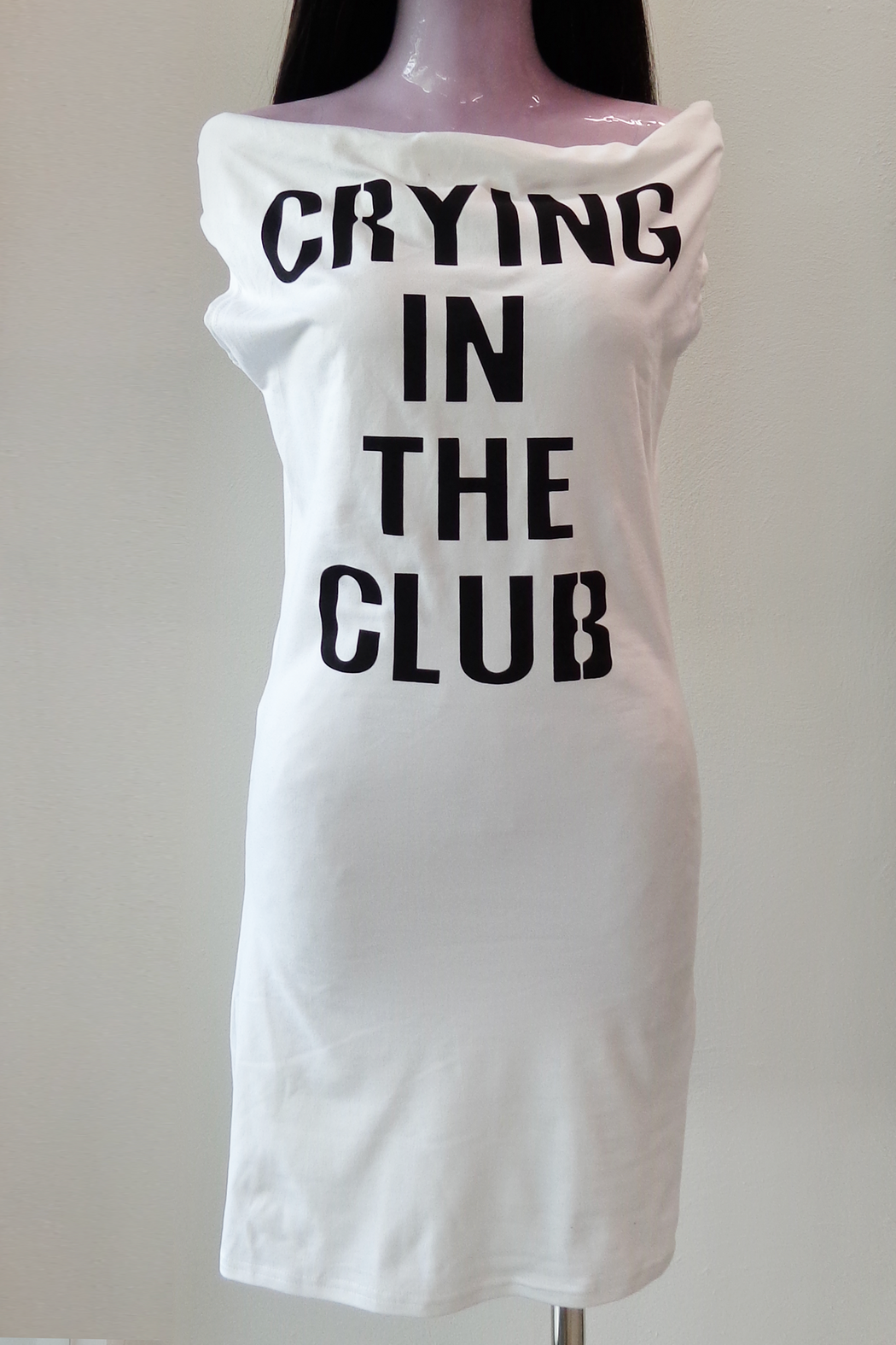 CRYING IN THE CLUB SLIP WHITE DRESS