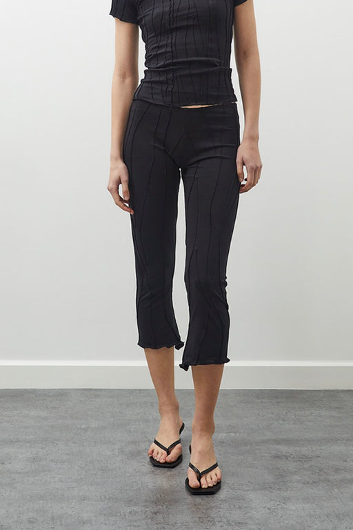 Mid Calf Flared Pants - Black