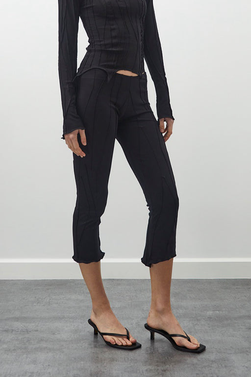 Mid Calf Flared Pants - Black
